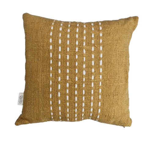 01-065.24 | Hand Woven Cotton Cushion Cover Stitch Panel 50x50cm Mustard