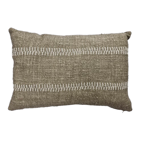 01-182.37 | Hand Woven Cotton Cushion Cover Rustic Stitch 60x40cm Taupe