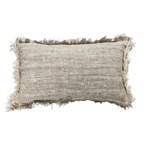 Cotton Mix Cushion Cover Fringed 50x30cm Taupe
