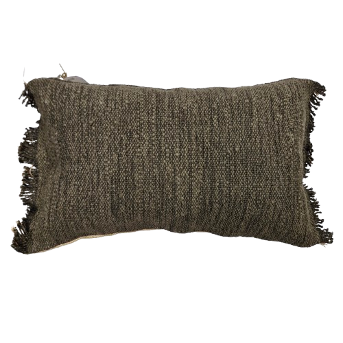 01-253.38 | Cotton/Hessian Cushion Cover Fringed Edge 50x30cm Charcoal