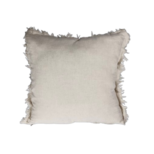 01-446.28| Linen Cushion Cover Fringed 50x50cm Natural
