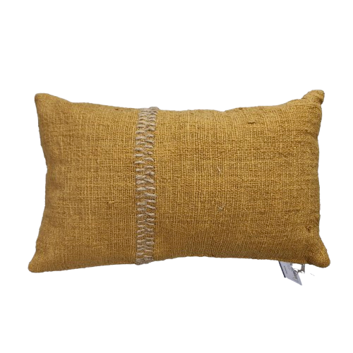 01-476.24 | Hand Woven Cotton Cushion Cover Stitch Wabi Sabi 50x30cm Mustard