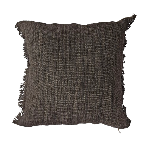 01-479.38 | Cotton/Hessian Cushion Cover Fringed Edge 55x55cm Charcoal