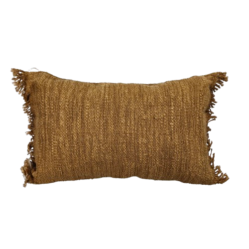 01-713.24 | Cotton/Hessian Cushion Cover Fringed Edge 50x30cm Mustard
