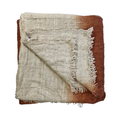 Hand Woven Cotton Throw Graduation Dye 250x120cm Terracotta
