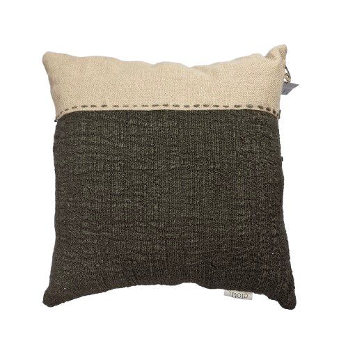 Hand Woven Cotton Cushion Cover Stripe Wabi Sabi 50x50cm Charcoal