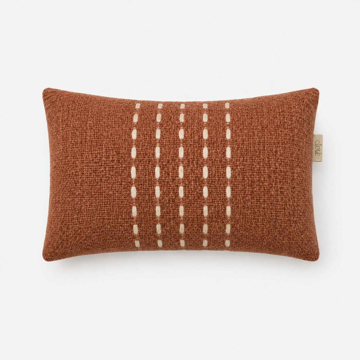 01-902.45| Hand Woven Cotton Cushion Cover Stitch Panel 50x30cm Terracotta