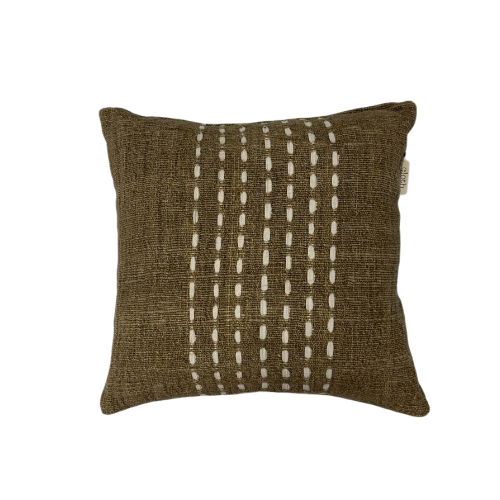 01-621.37 | Hand Woven Cotton Cushion Cover Stitch Panel 50x50cm Taupe