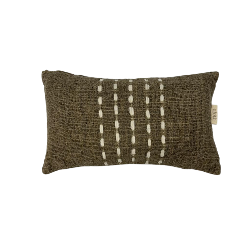 01-118.37| Hand Woven Cotton Cushion Cover Stitch Panel 50x30cm Taupe