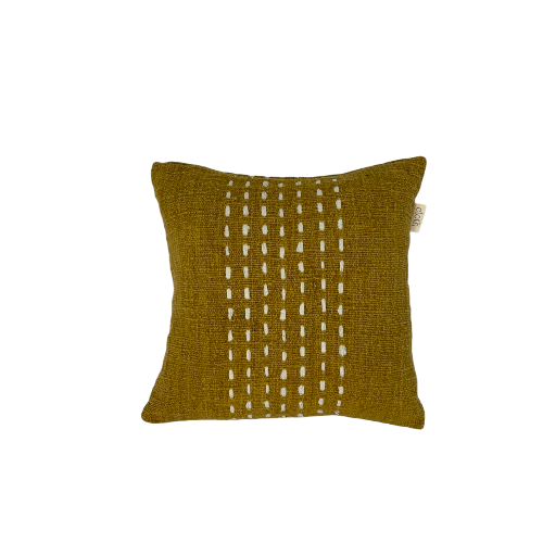01-065.24 | Hand Woven Cotton Cushion Cover Stitch Panel 50x50cm Mustard