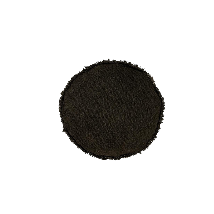 01-221.21 | Hand Woven Cotton Cushion Cover Round Fringed D45cm Chocolate