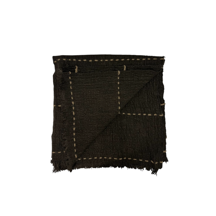04-621.21| Hand Woven Cotton Throw Tac Stitch 250x120cm Chocolate