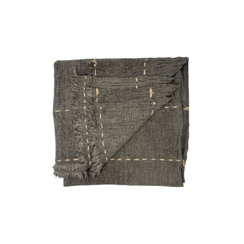 04-904.38 | Hand Woven Cotton Throw Tac Stitch120x250 Charcoal
