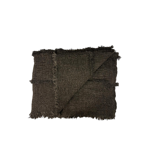 04-861.21|Hand Woven Cotton Throw Fringe 200x120cm Chocolate