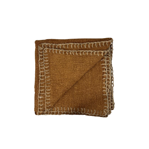 04-923.46| Hand Woven Cotton Throw Blanket Stitch Wabi Sabi 250x120cm Clay