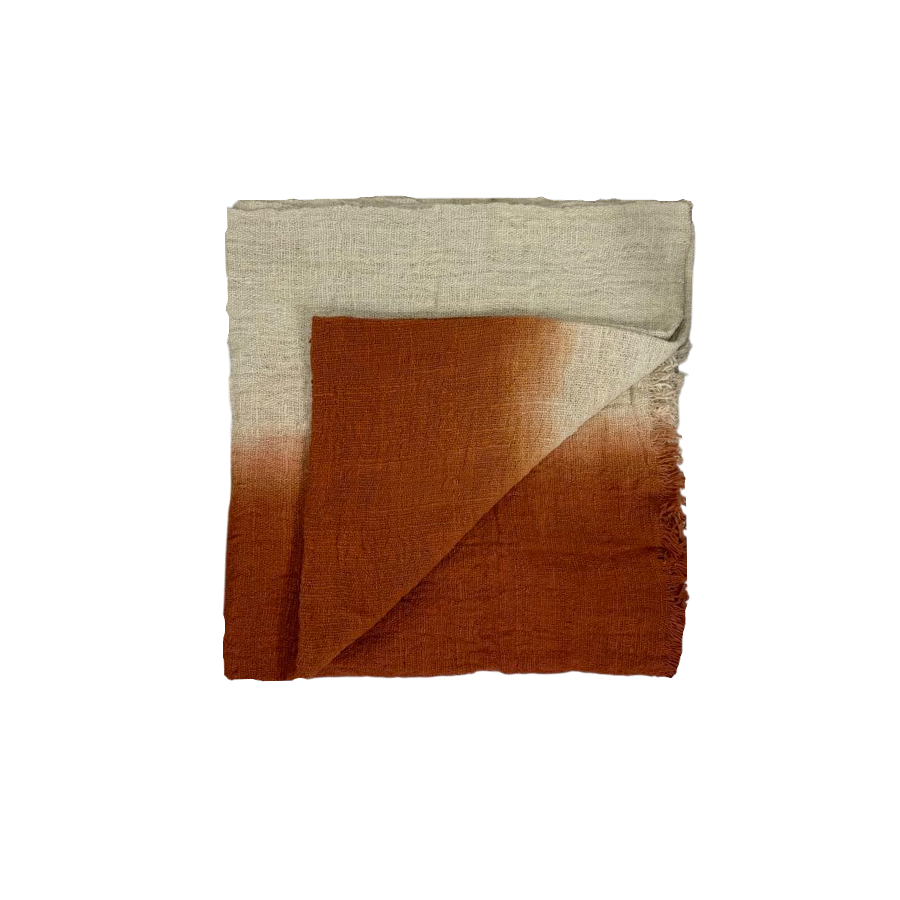 04-641.45 | Hand Woven Cotton Throw Graduation Dye 250x120cm Terracotta