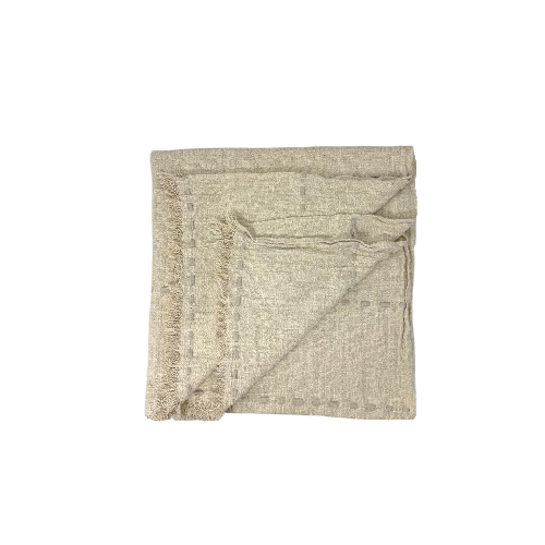 04-078.28 | Hand Woven Cotton Throw Natural Tac Stitch 250x120cm Natural