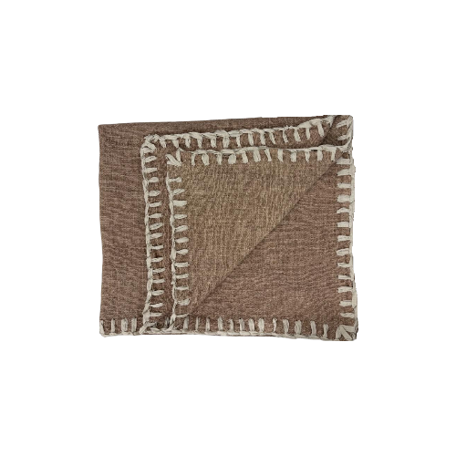 04-577.47 | Hand Woven Cotton Throw Solid Blanket Stitch 250x120cm Lotus