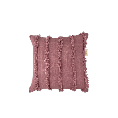 01-246.47| Hand Woven Cotton Cushion Cover Fringe Garis 50x50cm Lotus