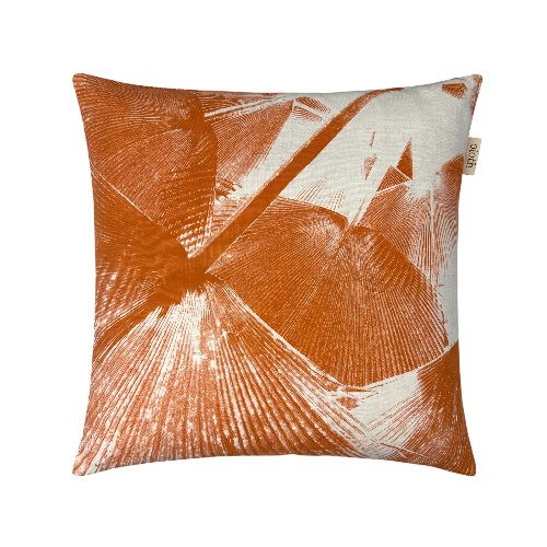 01-715.45 | Linen Cushion Cover Palm Fan Print 60x60cm Terracotta