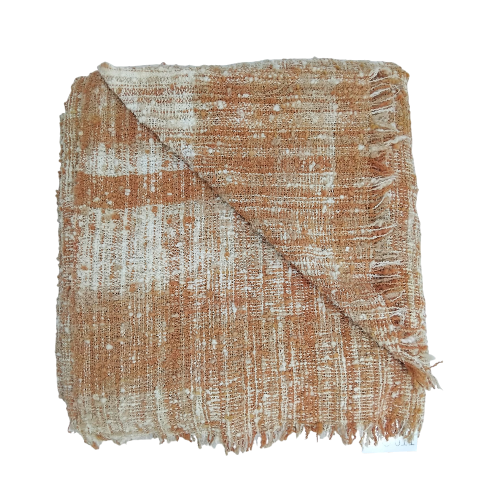 04-445.45| Hand Woven Cotton Throw Popcorn 250x120cm Terracota