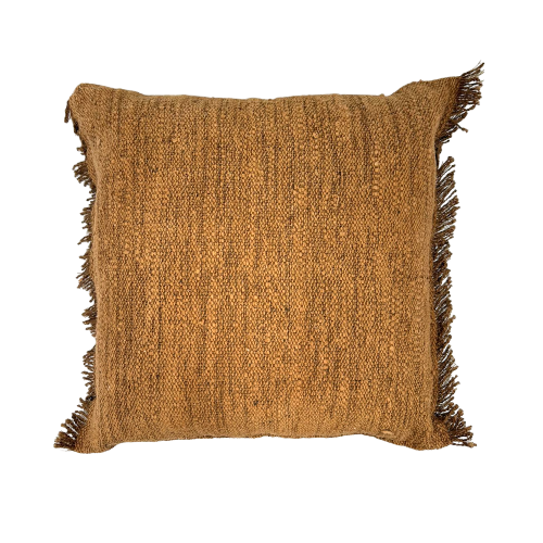 01-580.46| Cotton/Hessian Cushion Cover Fringed Edge 55x55cm Clay
