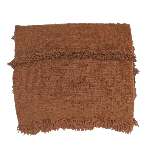 04-839.45| Hand Woven Cotton Throw Fringe 120x200cm Terracotta