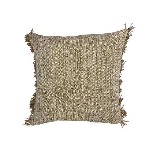 01-026.28 | Cotton/Hessian Cushion Cover Fringed Edge 55x55cm Natural