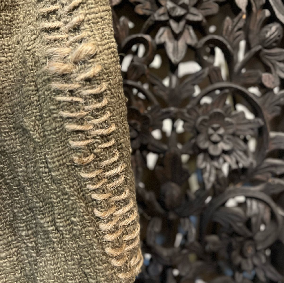 Botanical dyed linen bedcover and handcrafted cushion cover from Ubud, Bali sustainable home decor by Cloth by Medina