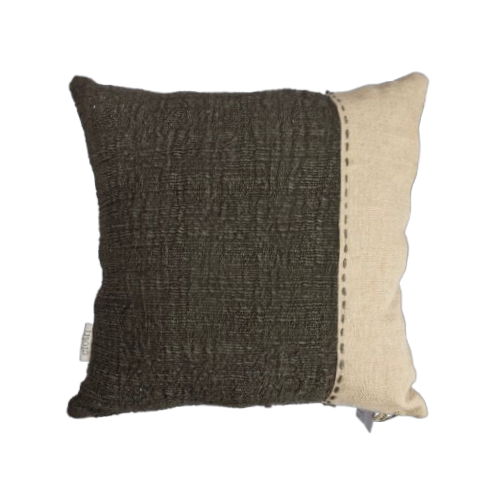 01-004.38| Hand Woven Cotton Cushion Cover Stripe Wabi Sabi 50x50cm Charcoal