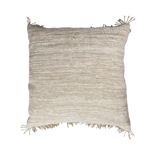 Cotton/Hessian Cushion Cover Fringed 55x55cm Natural