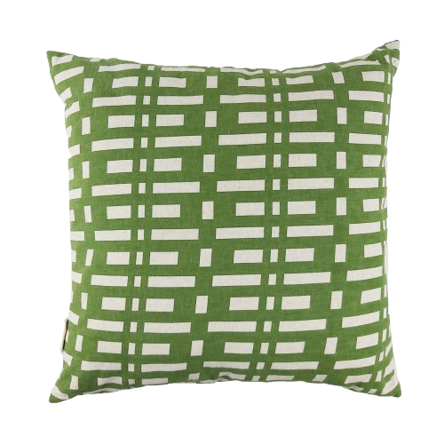 01-082.29| Linen Cushion Cover Abstract Print 55x55cm Green