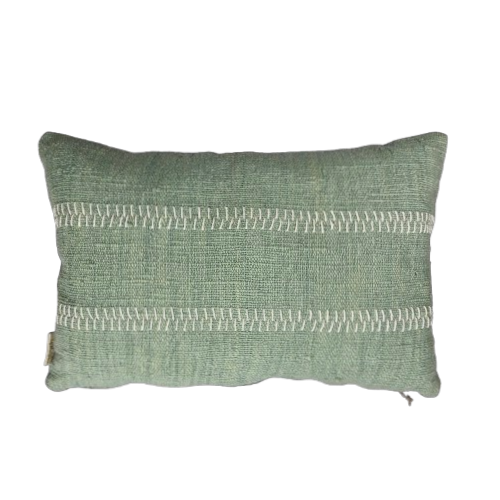 01-110.20| Hand Woven Cotton Cushion Cover Rustic Stitch 60x40cm Mint