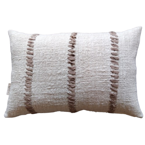 01-129.47| Hand Woven Cotton Cushion Cover Natural Stitch Rio 60x40cm Lotus
