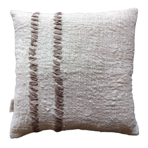 01-217.47| Hand Woven Cotton Cushion Cover Natural Stitch Rio 50x50cm Lotus