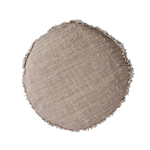 Hand Woven Cotton Cushion Cover Round Fringed 45x5cm Lotus