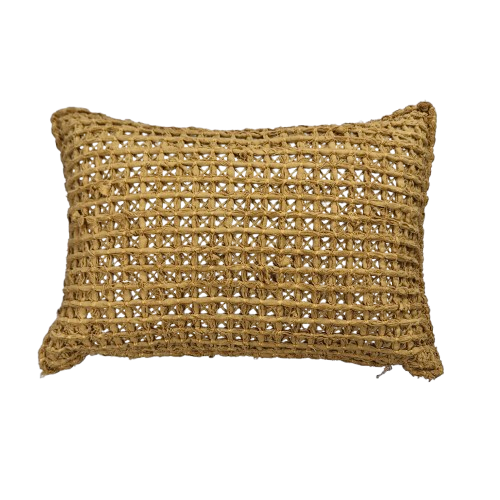 Cotton Cushion Cover Fancy Macrame 50x30cm Mustard