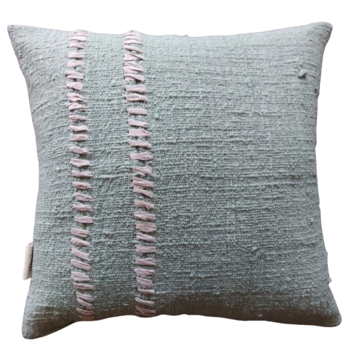 01-300.20 | Hand Woven Cotton Cushion Cover Solid Stitch Rio 50x50cm Mint