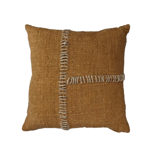 Hand Woven Cotton Cushion Cover Sticth Wabi Sabi 50x50cm Clay