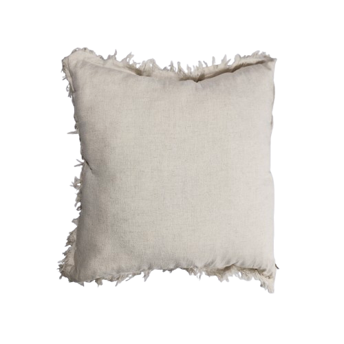 Linen Cushion Cover Fringed 50x50cm Natural