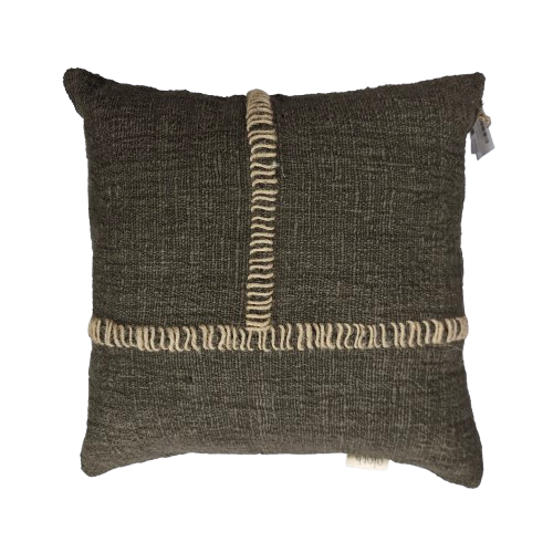 Hand Woven Cotton Cushion Cover Stitch Wabi Sabi 50x50cm Charcoal