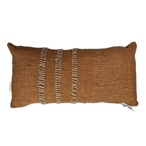 01-493.46| Hand Woven Cotton  Cushion Cover Stitch Wabi Sabi 70x35cm Clay