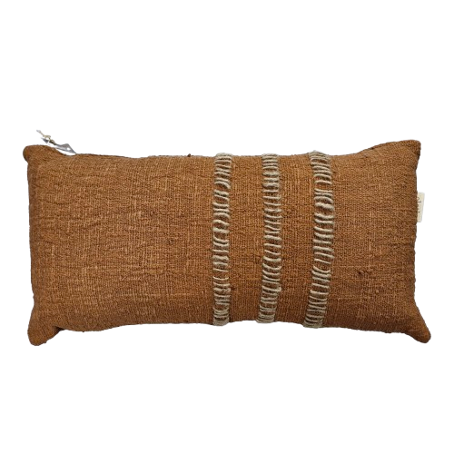 Hand Woven Cotton  Cushion Cover Stitch Wabi Sabi 70x35cm Clay