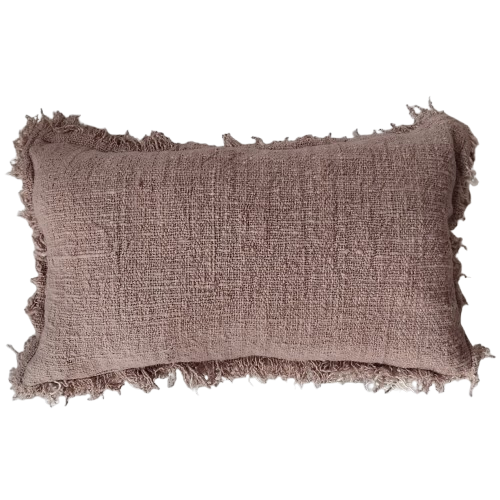 01-498.47| Hand Woven Cotton Cushion Cover Fringed Edge 50x30cm Lotus