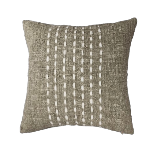 01-621.37| Hand Woven Cotton Cushion Cover Stitch Panel 50x50cm Taupe