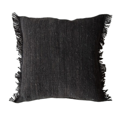01-776.21| Cotton/Hessian Cushion Cover Fringed Edge 55x55cm Chocolate