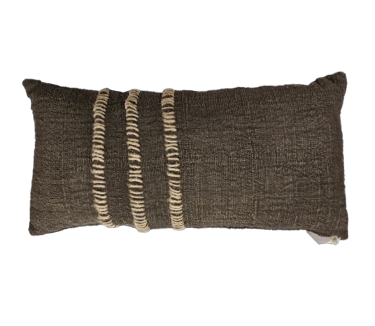 01-836.38| Hand Woven Cotton Cushion Cover Stitch Wabi Sabi 70x35cm Charcoal