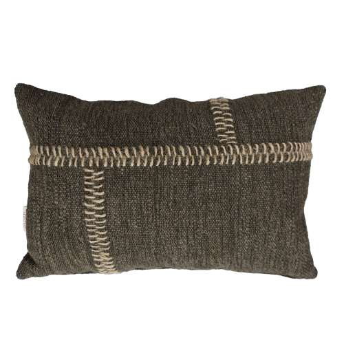 01-884.38| Cotton/Hessian Cushion Cover Rustic Wabi Sabi 60x40cm Charcoal