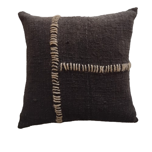 01-202.21| Hand Woven Cotton Cushion Cover Stitch Wabi Sabi 50x50cm Chocolate
