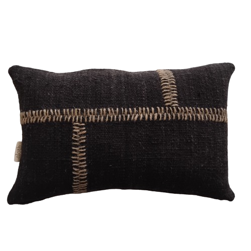 01-899.21| Cotton/Hessian Cushion Cover Rustic Wabi Sabi 60x40cm Chocolate